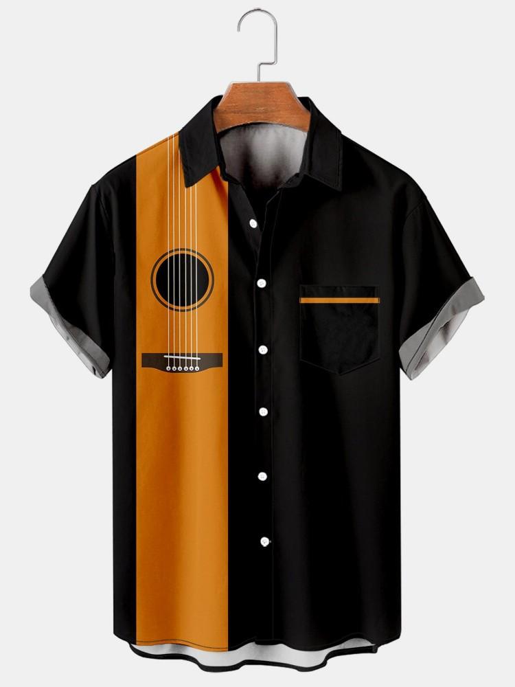 European And American Independent Station Men'S Shirt 3D Digital Printing Hawaiian Wide Stripe Casual Short Sleeve Top