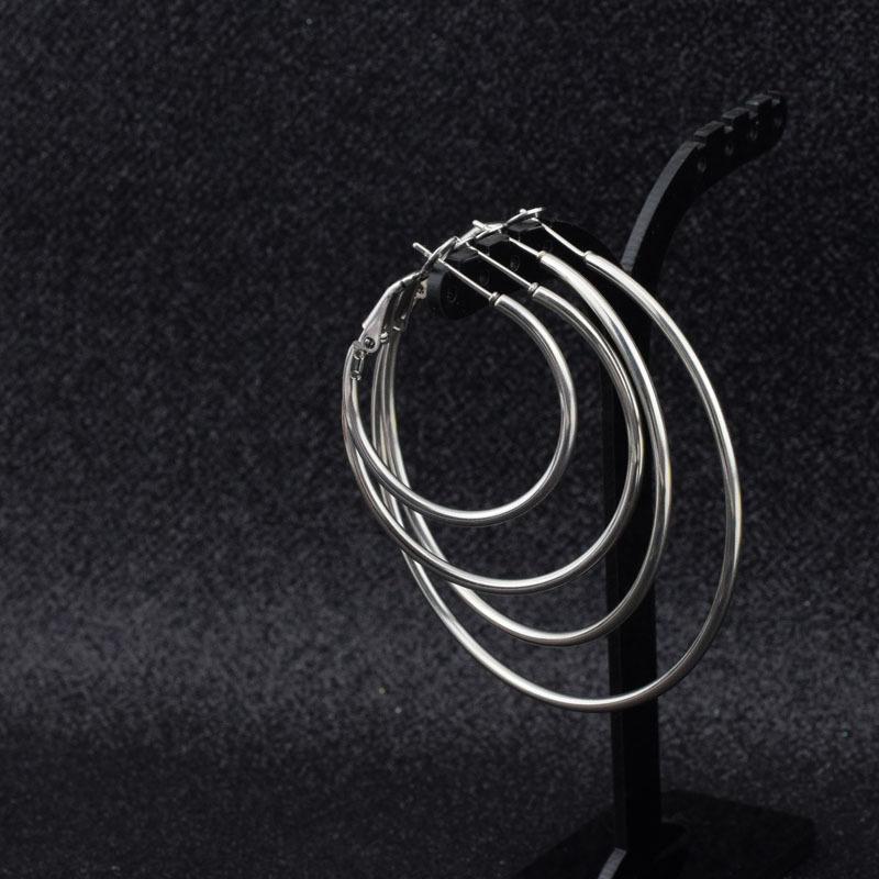 Серьги из нержавеющей стали, простые гладкие кольца, модные и универсальные трендовые женские серьги