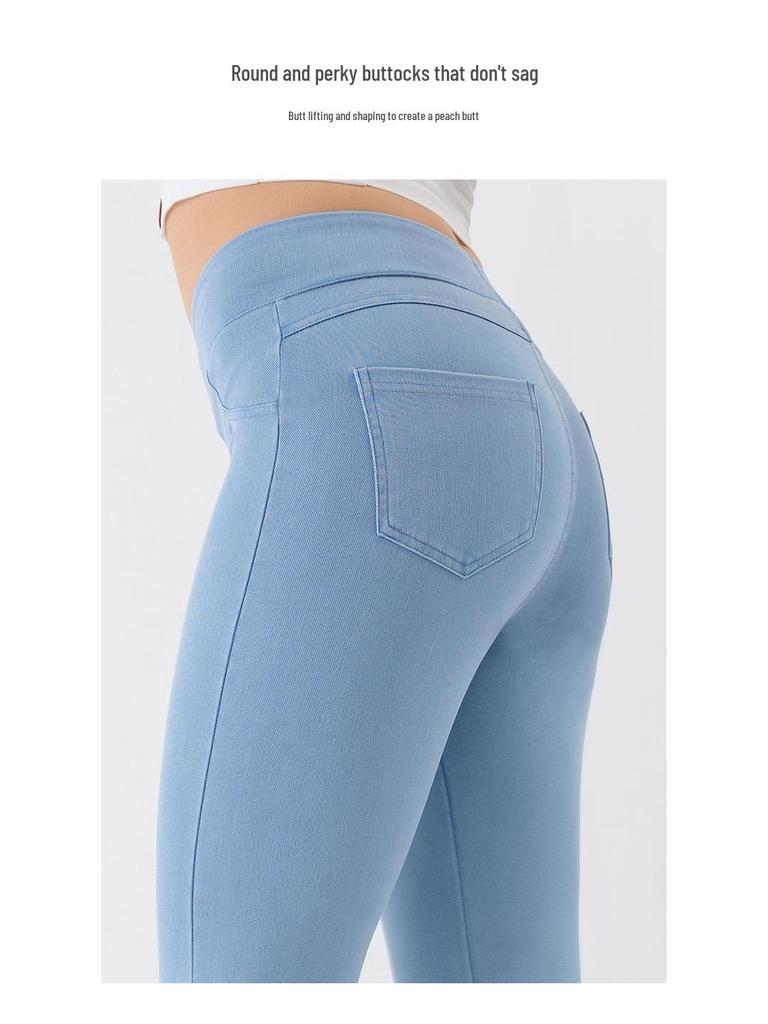 Женские джинсовые капри для йоги с высокой талией Весна/Лето 2025 - Утягивающие, Высокоэластичные, Контроль живота, Повседневная одежда для фитнеса.