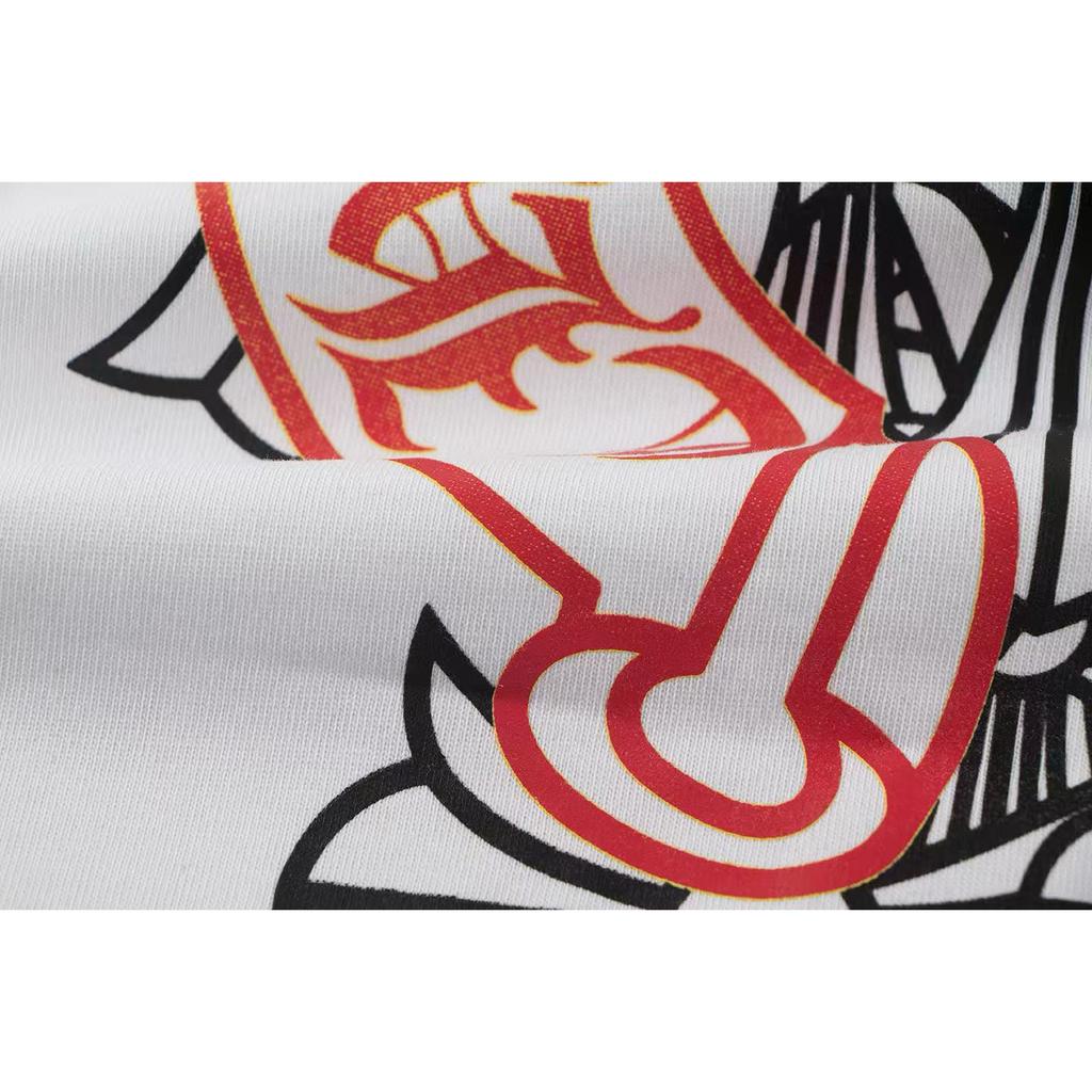W351 CHROME HEARTS Лето 2026 Новый Высококачественный Хлопок Круглый Вырез Свободный Большой Размер Мужская и Женская Футболка Футболка для Пары