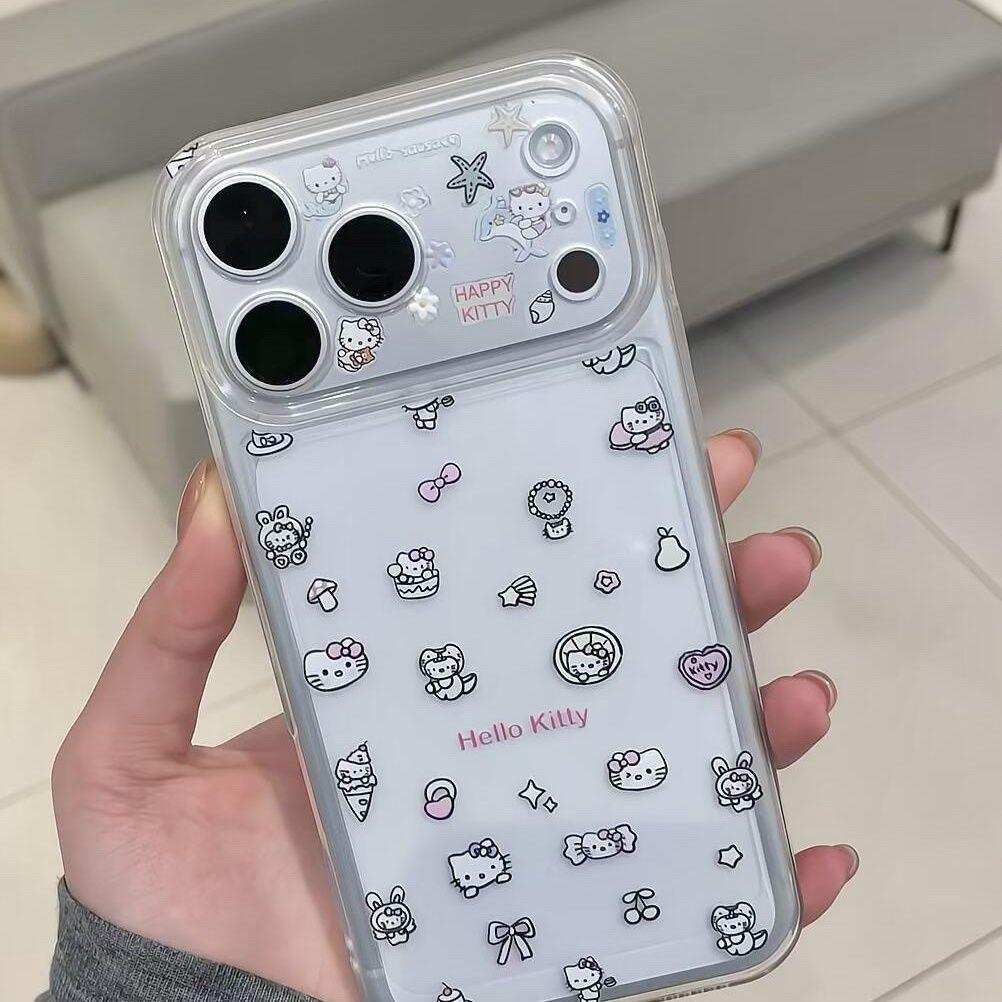 Полноэкранный чехол для телефона Hello Kitty для Apple 11, 13 Pro, 14, 15, 16, 17 Pro Max.