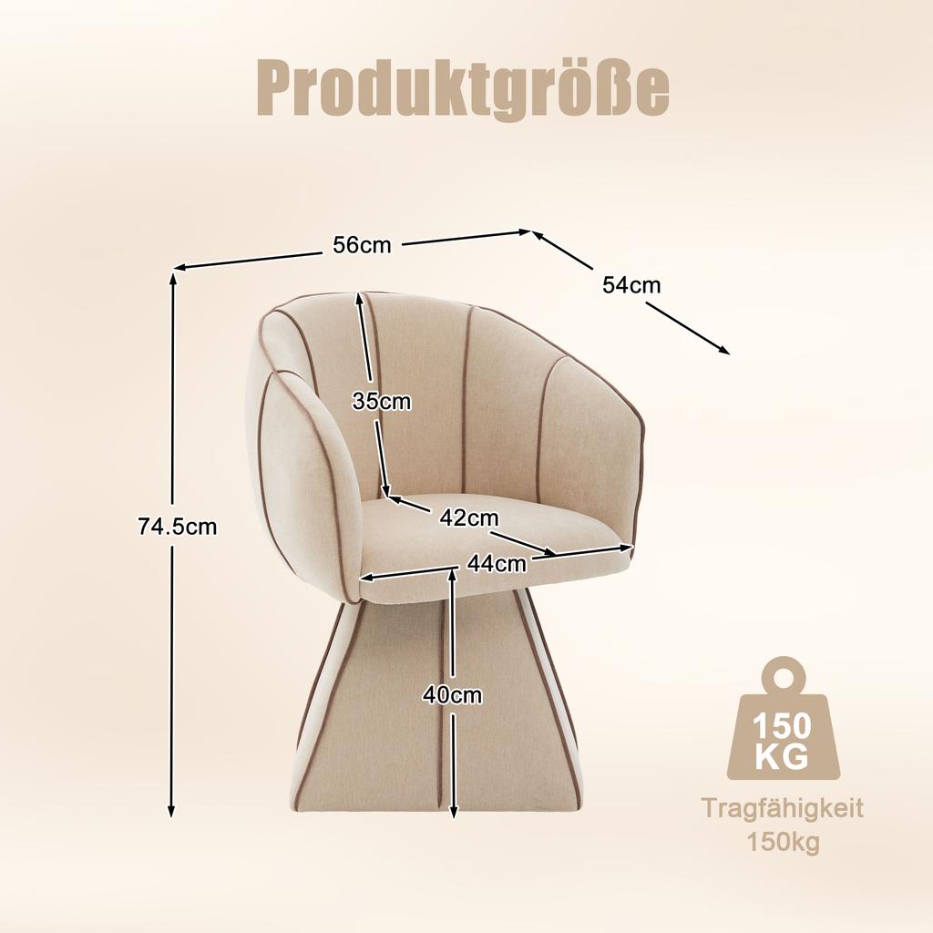 Swivel Chair, Suitable for Adults and Teenagers. Ergonomically Shaped with High Backrest, Ideal for Bedroom and Living Room (Chenille in Camel Brown)