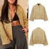 Sequins Glitter Women's Jacket Autumn and Winter Long Sleeve Solid Colour Single Breasted LooseWomen's Jacket Chic Pocket Jacket