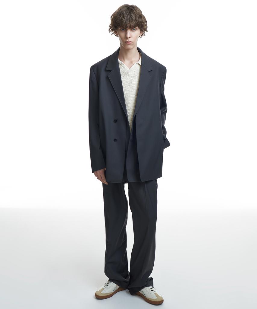 INSILENCE [Insilence X Kkst] Double Pleated Belted Wool Pants Charcoal