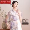 Shanghai Story Women's Floral Mulberry Silk Chiffon Scarf