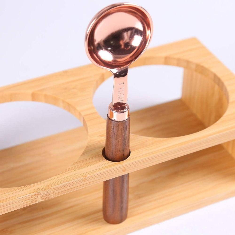 Ложка для кофе из розового золота, мерная ложка из грецкого ореха, чистящаяся деревянная ложка для кофейных зерен с длинной ручкой, кухня