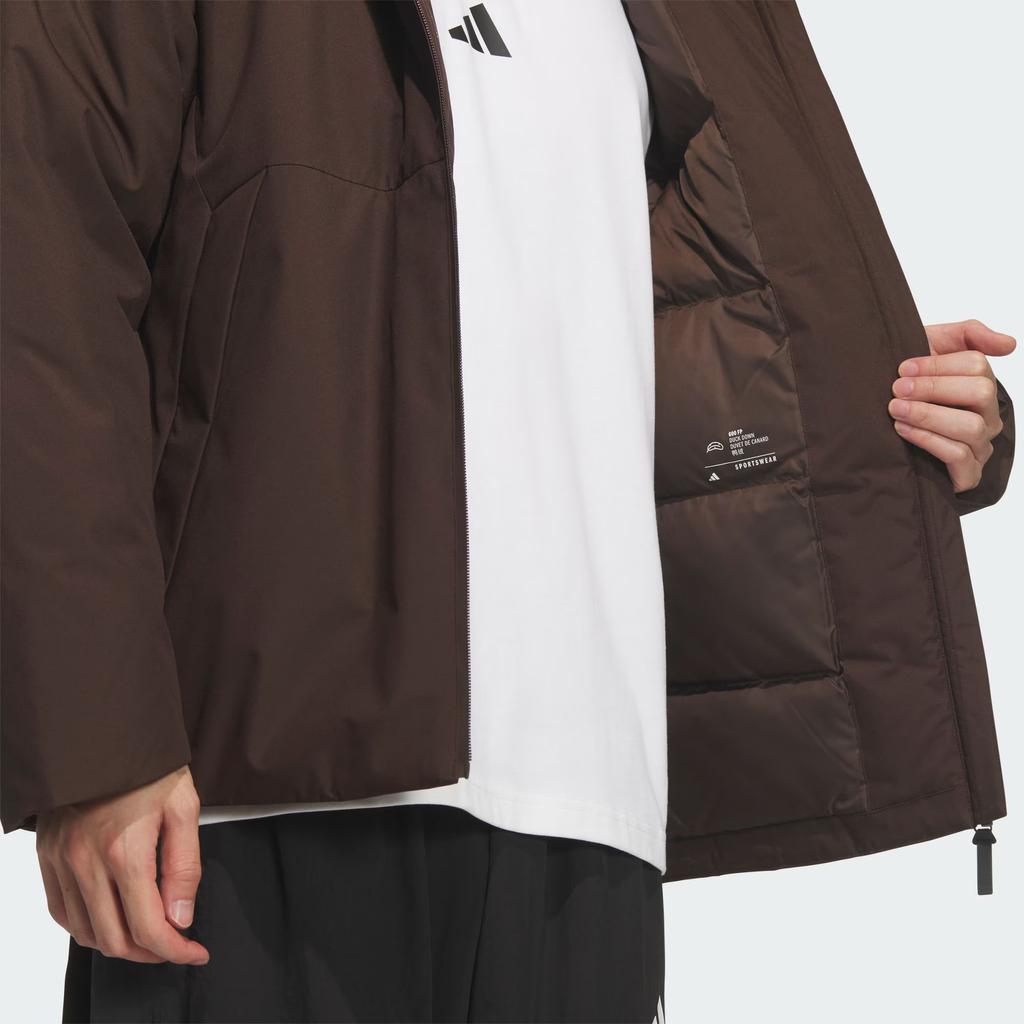 adidas FW25 Future Tech Теплая пуховая куртка с капюшоном и молнией, наполнитель 600 FP, мужская куртка KQ5504