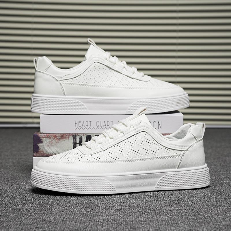 White Shoes Summer Casual Breathable Men's Anti Slip Trend Thick Soled Board Shoes Fashionable Sports Men's Shoes