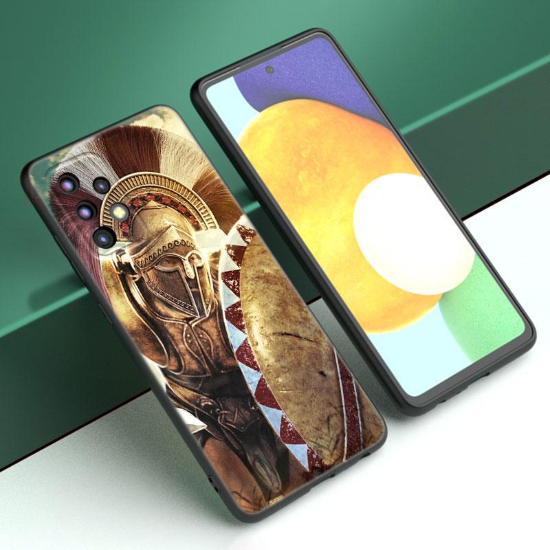 Spartan Black Phone Case For Samsung A13 A22 A24 A32 4G A23 A25 A34 A35 A52S A53 A54 A55 A73 5G A12 A14 A15 A31 A33 A50 A51 A72