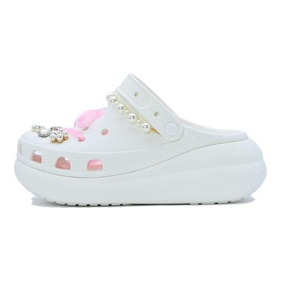Кроксы Crush Clog Fantasy Baroque S- EVA Изысканный блеск Украшения Универсальные дырявые туфли Унисекс Серебристый