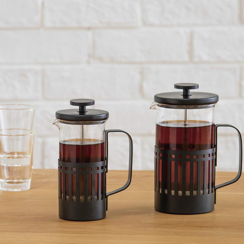 HARIO THN-2-B Black Teapot, 2-Cup Press-Style Tea & Coffee Maker