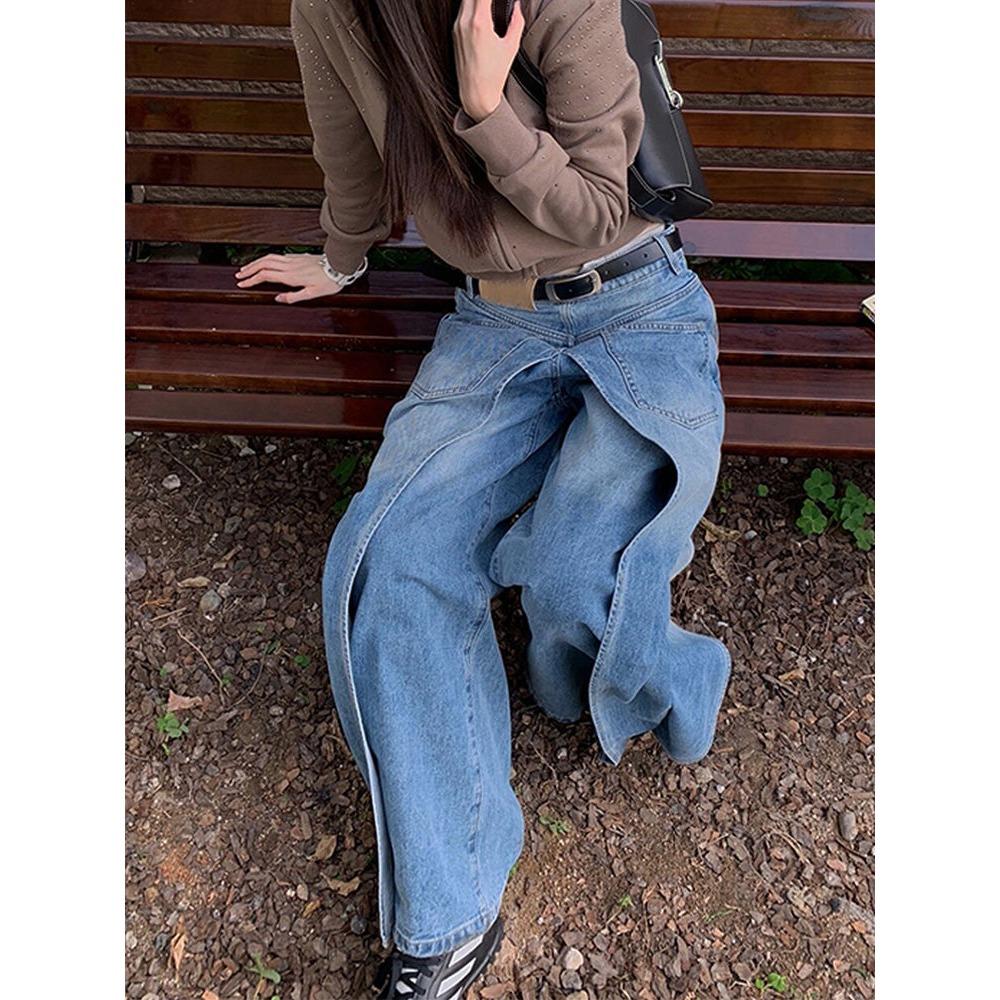 Стиль Y2K Новый рок хип-хоп мешковатые широкие джинсы брюки женская одежда винтажные прямые женские джинсовые брюки