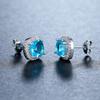 1 Pair Princess Cut Aqua Blue Green White Yellow Champagne Color Stone Earrings Square Stud Earrings Wedding Jewelry