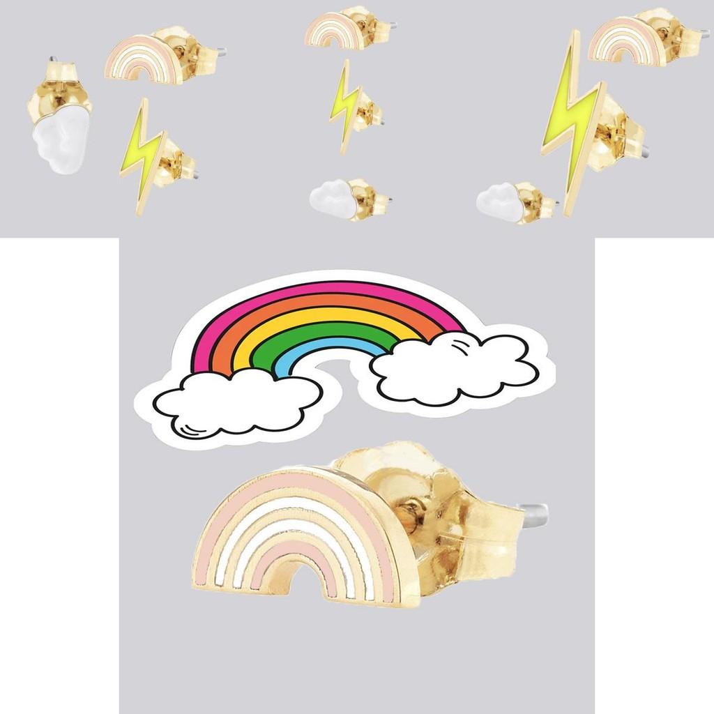 Трендовые серьги в виде облака с молнией и радугой, шикарные модные женские украшения из сплава