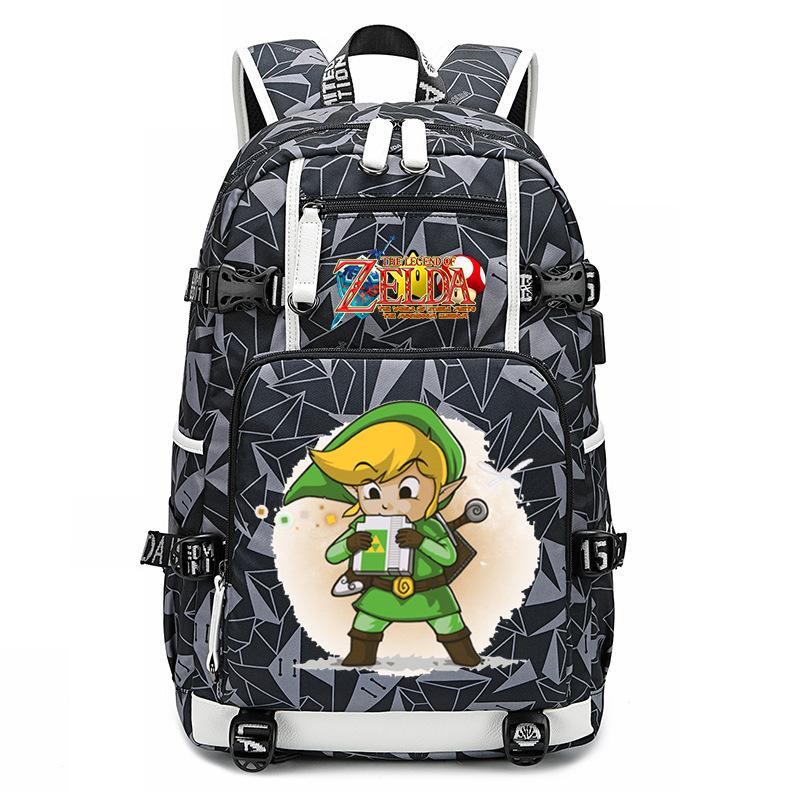 Рюкзак с принтом Zelda Zelda, наружный USB-порт, большая вместимость, дорожный рюкзак
