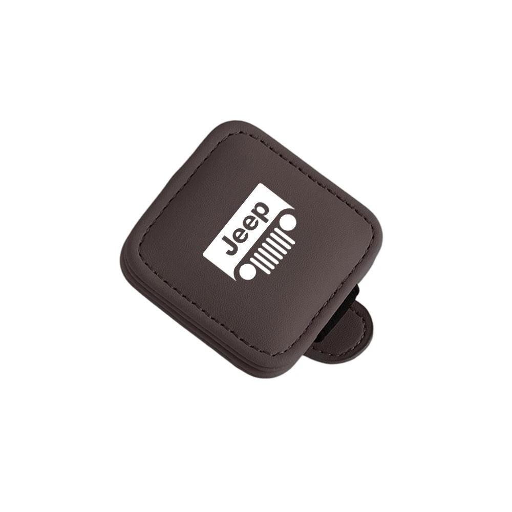 Leather Car Sunglasses Holder Visor Clip for Jeep Renegade Wrangler Grand Cherokee Compass Patriot Auto Accessory