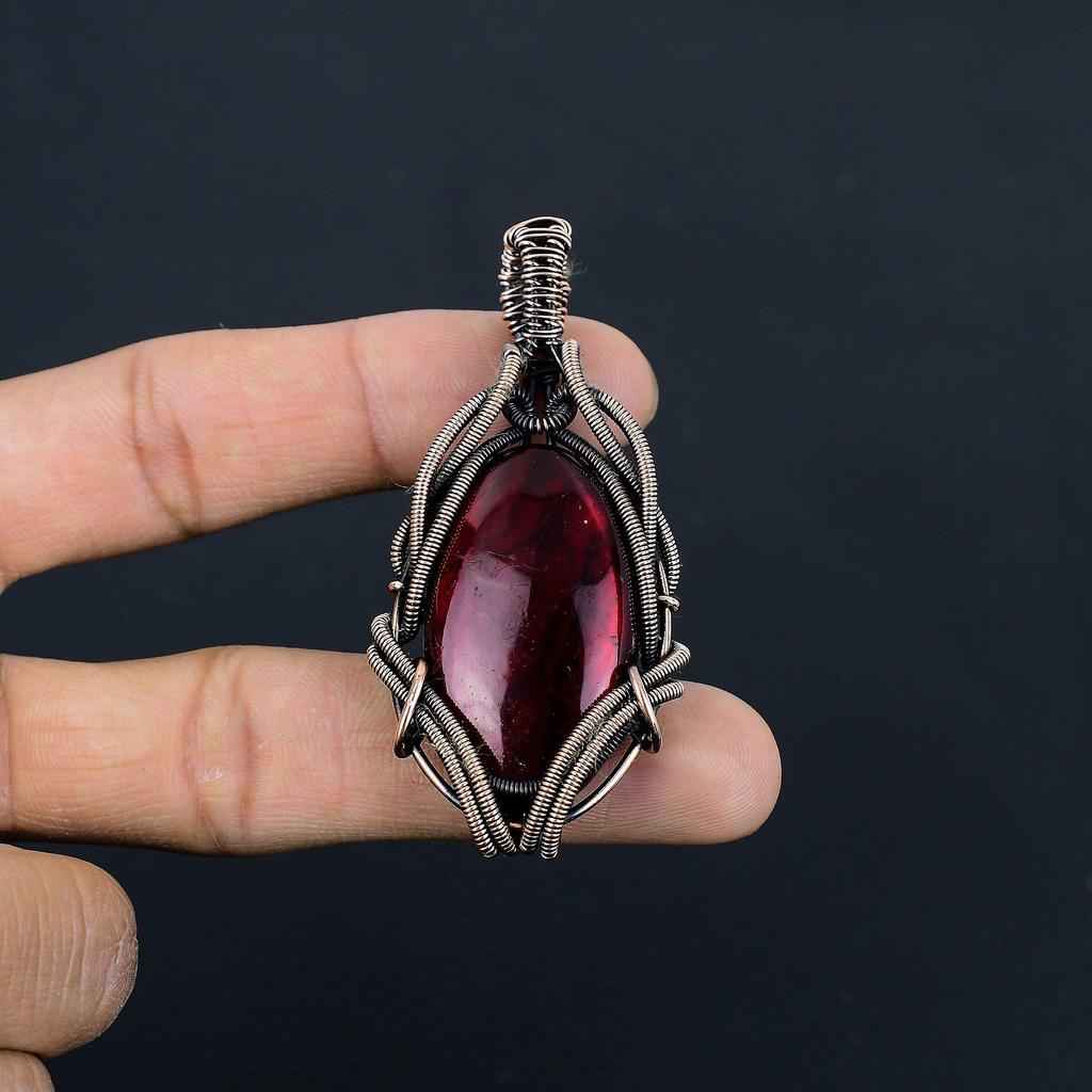 Подвеска из красного лабрадорита, украшение, обернутое медной проволокой 999 пробы, подвеска с драгоценным камнем, ювелирное изделие ручной работы, свадебный подарок