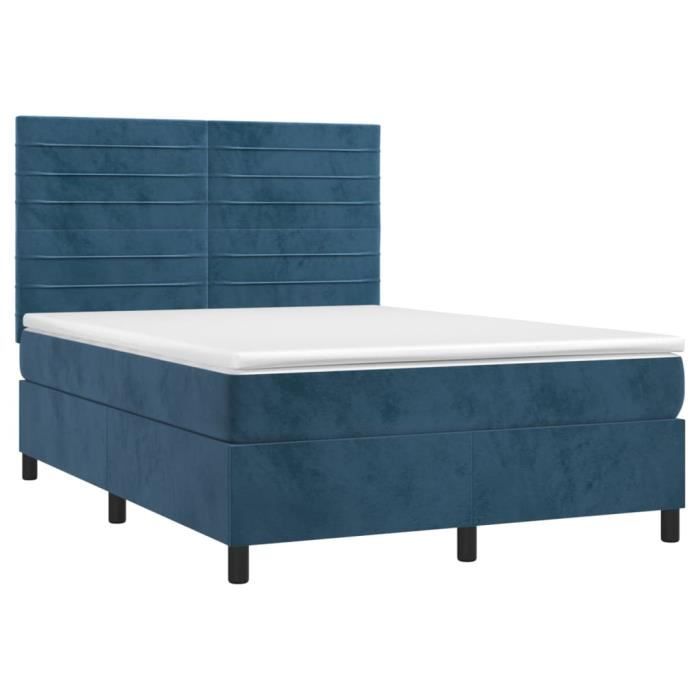 3143083 vidaXL Divan-lit Et Matelas Bleu Foncé 140x190cm Velours