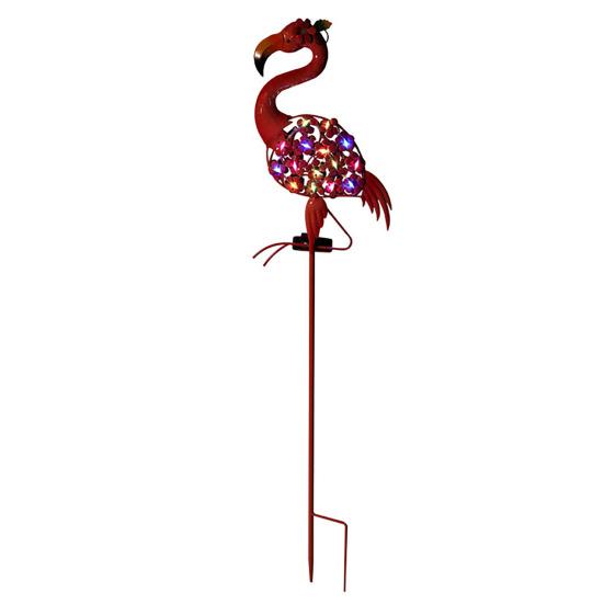Солнечный светильник в саду с фламинго, металлический дорожный столб с цветными светодиодными фонарями, водонепроницаемая вставка в землю