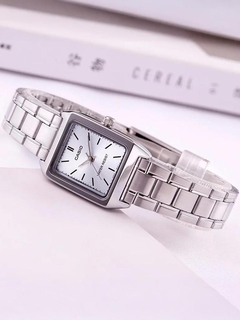 Casio Женские кварцевые часы LTP-V007D-2E с корпусом и браслетом из нержавеющей стали