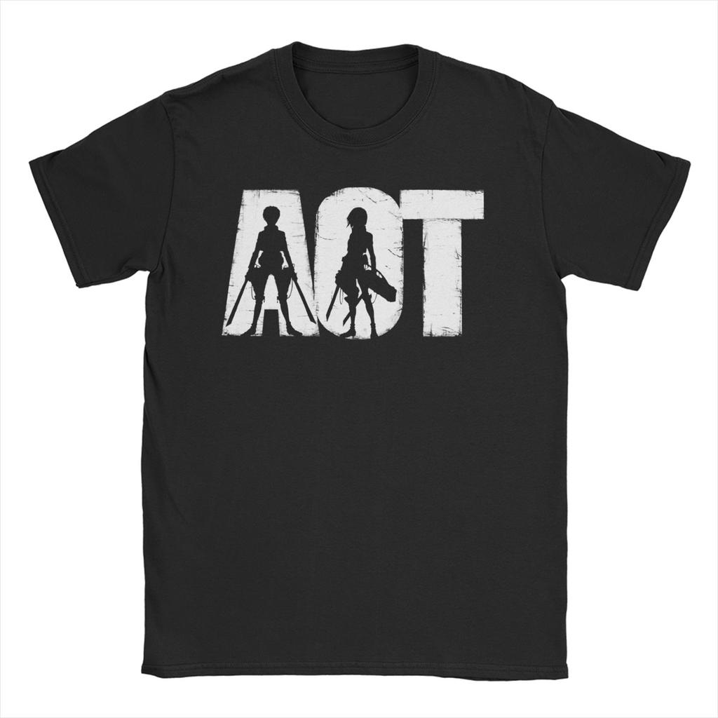 Футболка с изображением Леви и Эрена из аниме «Атака на Титанов», из чистого хлопка, оригинальная футболка больших размеров.