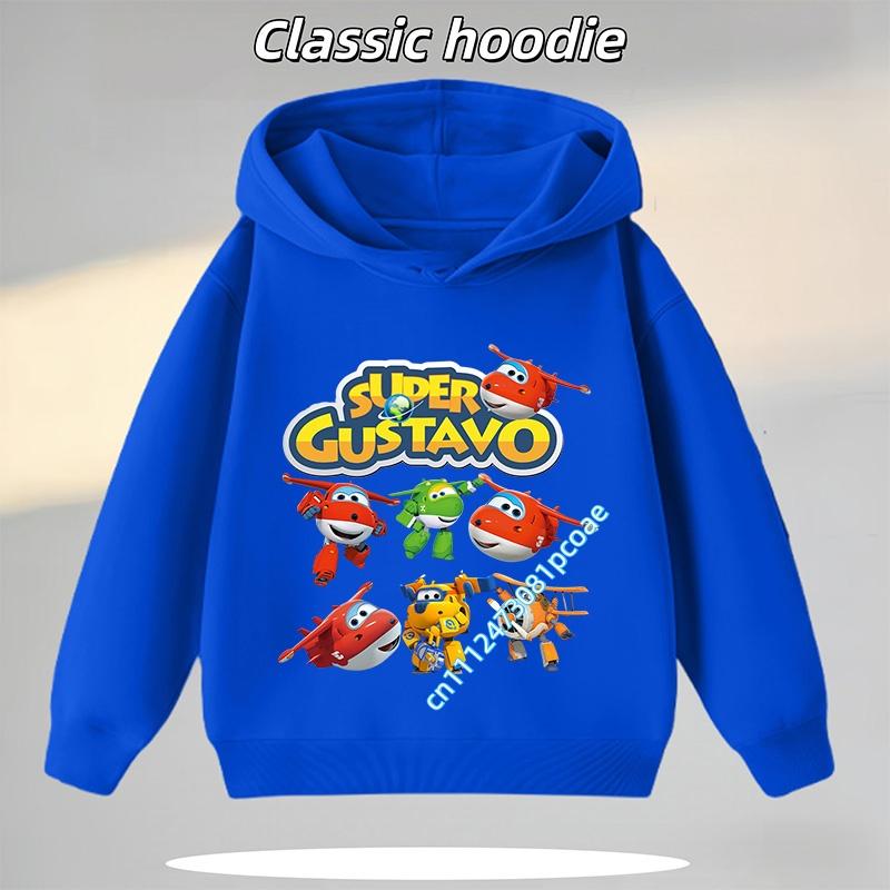 2026 Boys' Sport Shirt - Girls' Casual Top - Cartoon Print - Autumn/Winter Long-Sleeve Super Wings Children's Hooded Sweatshirt