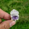 Натуральный африканский аметист, драгоценный камень, кольцо-солитер с птицей, регулируемое, серебро 925 пробы