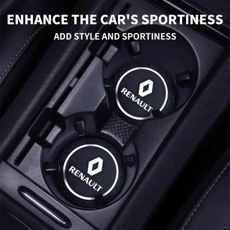 1/2Pcs Car Coasters Water Cup Slots Non-Slip Mat For Renault Megane 2 3 Koleos Duster Clio 4 Logan Captur Kadjar Accessories S888