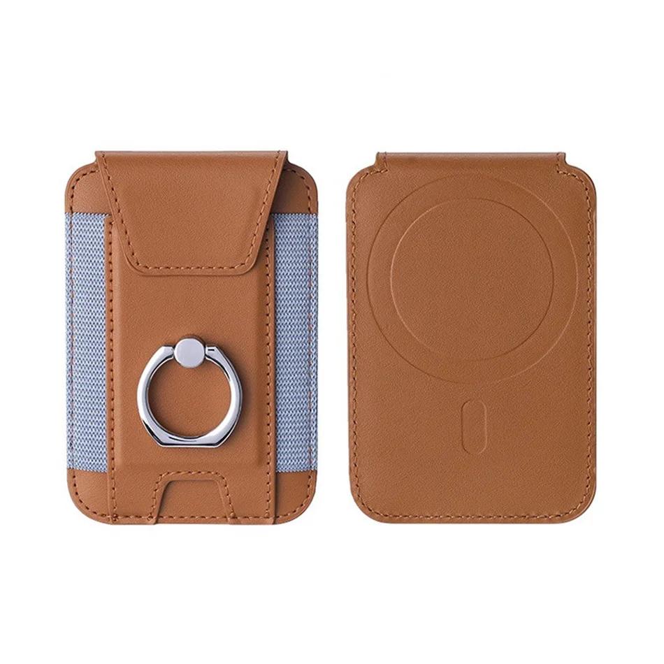 Magnet Wallet & Card Holder Pu Leather Magnetic Ring Stand Cardholder Men Women Cell Phone Case for Iphone 12 13 14 15 16 Pro