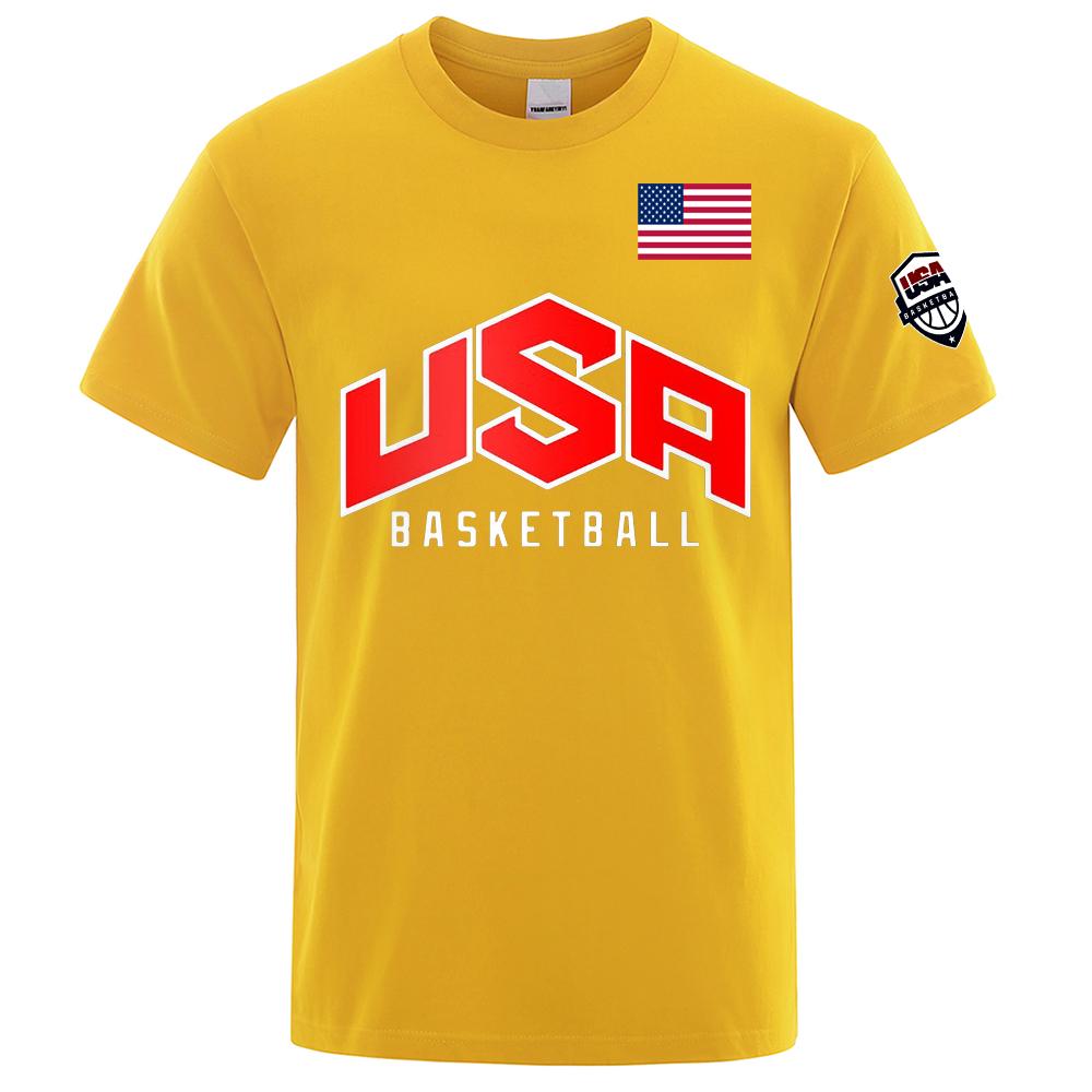 Футболки с принтом баскетболиста США, повседневные, мужские, свободные, большого размера, дышащая хлопковая одежда с коротким рукавом