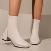 2024 Весна и осень Высококачественные женские сапоги Модные круглые носки на среднем каблуке Однотонные женские короткие сапоги на молнии