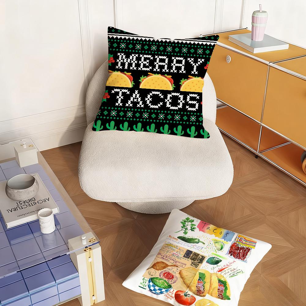 Mexico Tacos Taco Party Pillow Case Bedroom Sofa Living Room Backrest Decoration Square Cushion Nap Time