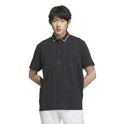 Мужская черная рубашка Adidas Golf Beyond the Course с коротким рукавом и жаккардовым логотипом BOS,