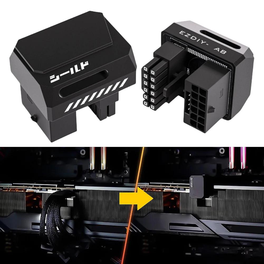 12VHPWR 180 Degree Angled Adapter 600W GPU Male To Female Connector 12V HPWR Adapter for 12+4pin RTX 3090Ti 4070Ti 4080 4090