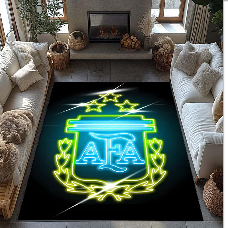 Argentina Printed Flannel Area Rug Non Slip Soft Polyester Floor Carpet Indoor Decor Mat for Bedroom Living Room Sofa Game Room Home Decoration