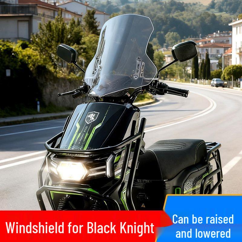 Black Knight Electric Vehicle Front Windshield Enhancement: Heightened Transparent Wind Deflector