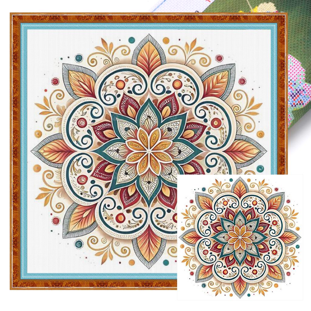 Мандала Полный 11CT DIY Набор для вышивания с нанесенным рисунком 40x40 см Печатные наборы для вышивки крестом для начинающих взрослых Домашний декор