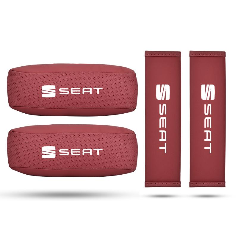 kncr9 Car Seat Headrest Auto Logo Neck Pillow For Seat Leon 5F Mk3 Ibiza 6J Tarraco Arona Ateca Alhambra Exeo Mii Interior Accessories