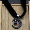 Панк-готический стиль, аметист, луна, черное бархатное ожерелье, колье, украшение на шею в стиле ретро для женщин и девочек