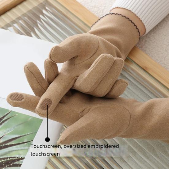1 пара зимних женских перчаток с полными пальцами, теплые, с сенсорным экраном