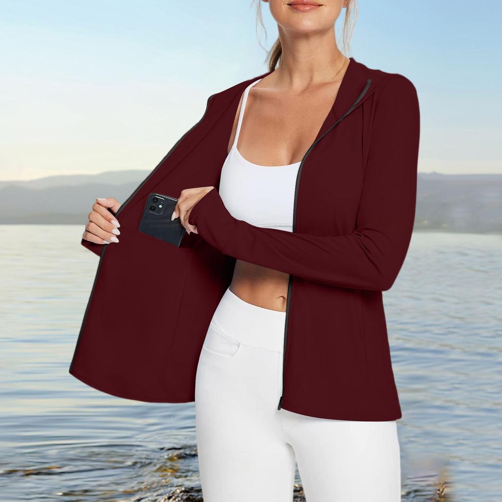 Женская рубашка от солнца Ice Silk Hoodie с длинным рукавом Outdoor Hiking Summer Coat