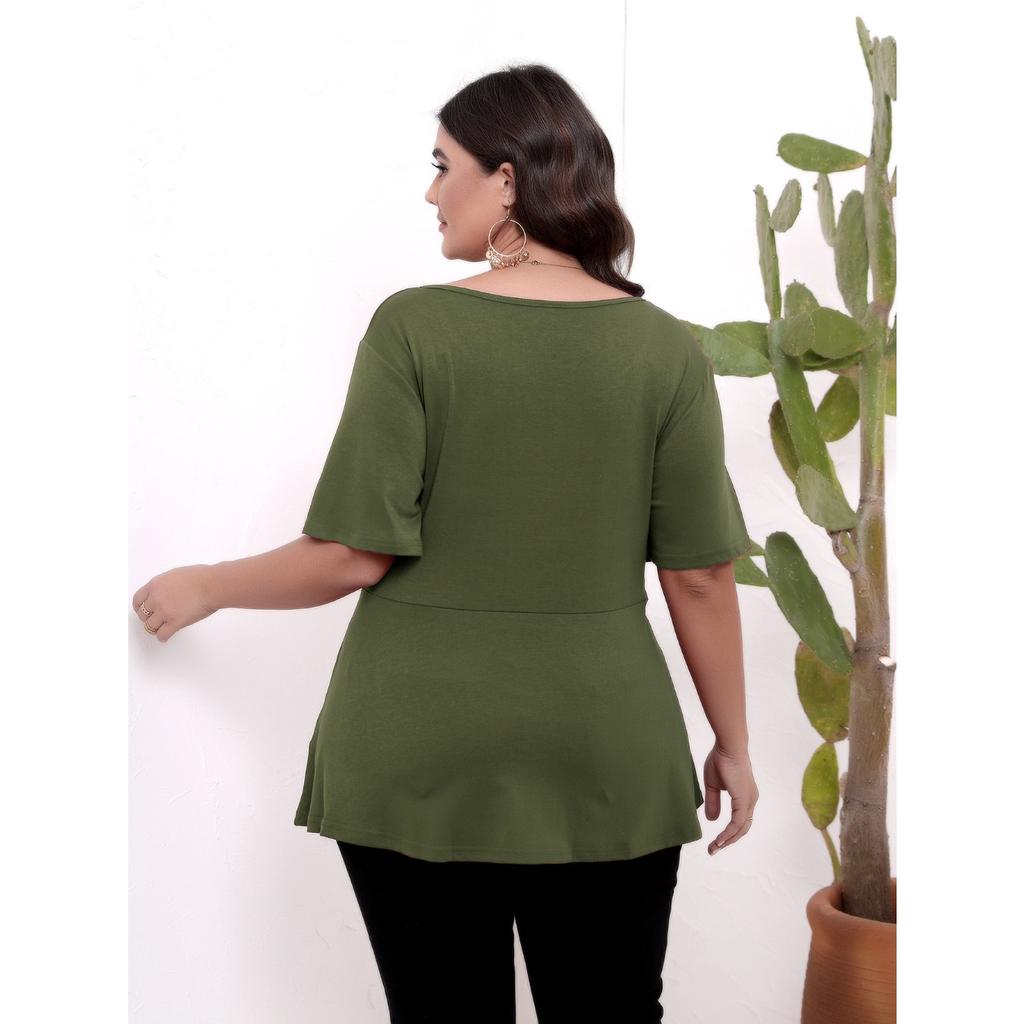 HNXC Женская простая футболка с короткими рукавами, с круглым вырезом, с поясом, облегающая, большого размера