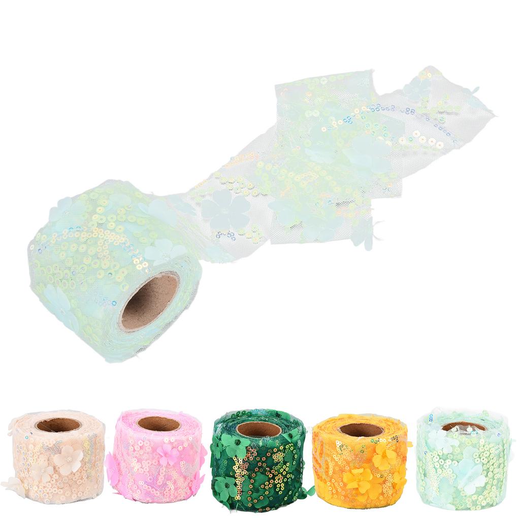 Рулон тюля 10 ярдов, вышитая блестками, цветами, сетчатая лента, декоративные аксессуары для рукоделия