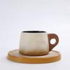 Retro Ceramic Cup Mug Style Simple Afternoon Tea Cup Creative Coarse Pottery Coffee Cup Saucer Set