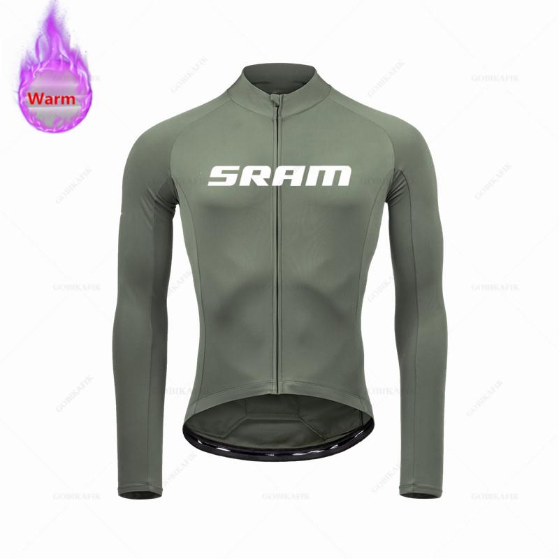Sram Team Одежда для велоспорта Теплая 2026 Зима Термофлис Велосипедная одежда Мужской Костюм-Джерси На открытом воздухе Катание на велосипеде MTB Велосипедные штаны на лямках Комплект