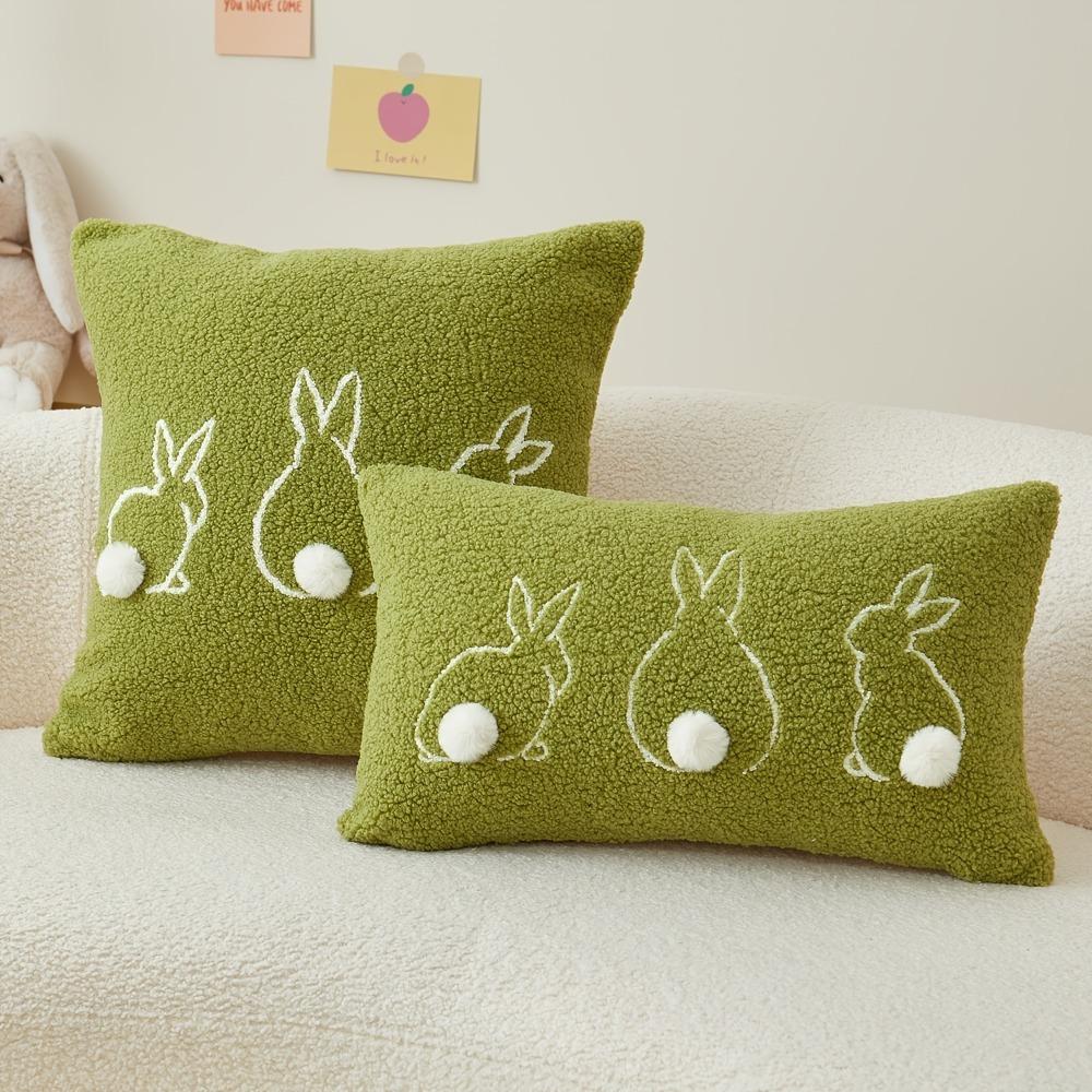 Plush Easter Bunny Pillow Cover Square/Rectangular Pillowslip Cartoon Rabbit Pillow Case Bed Room