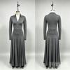 Элегантное платье-миди или макси с V-образным вырезом, длинными рукавами, А-силуэта, со сборками на талии, из смесовой молочной шелковой ткани, Осень 2026