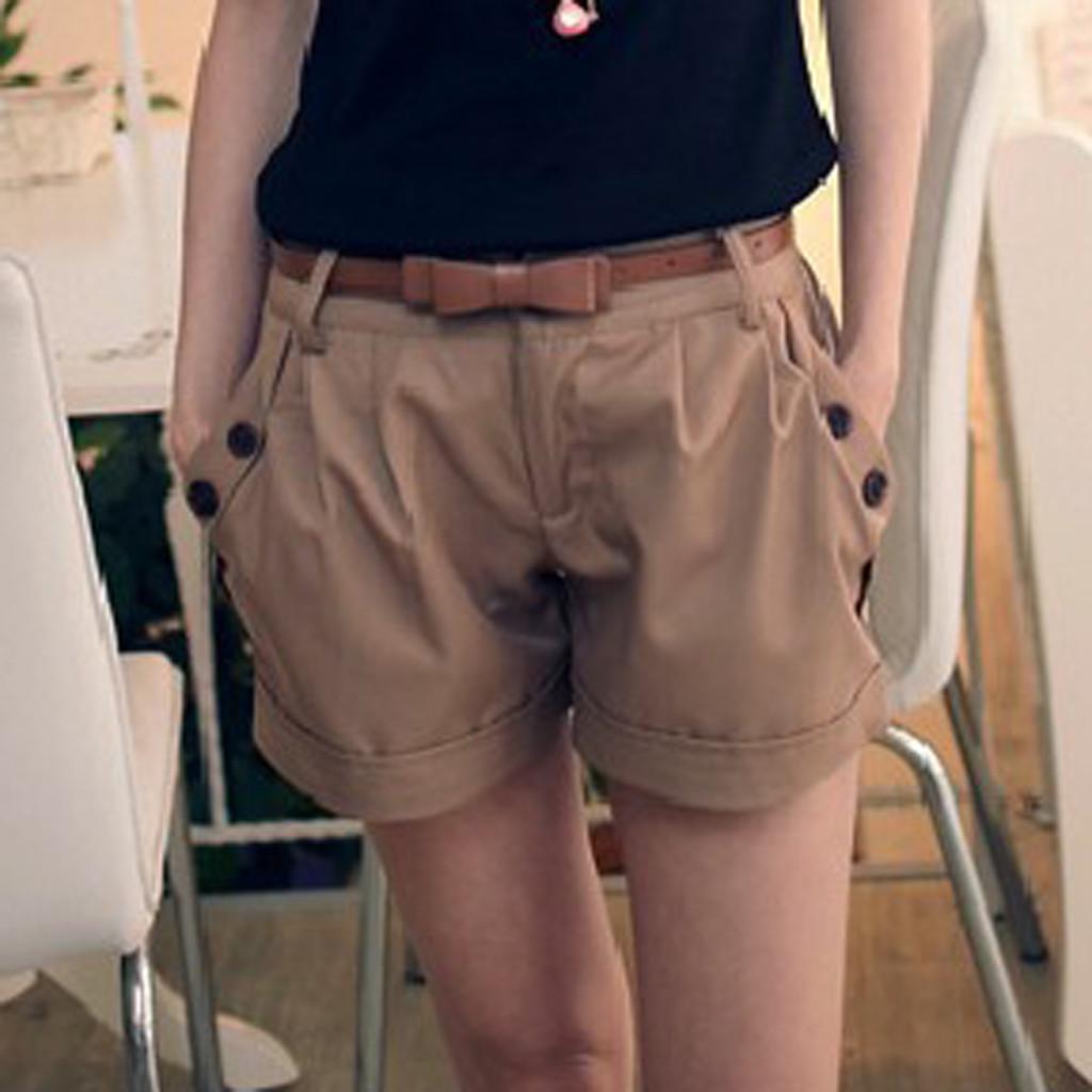 [ Android Accessories ]Women Fashion Solid England Style Mid Waist Casual Summer Shorts Pants