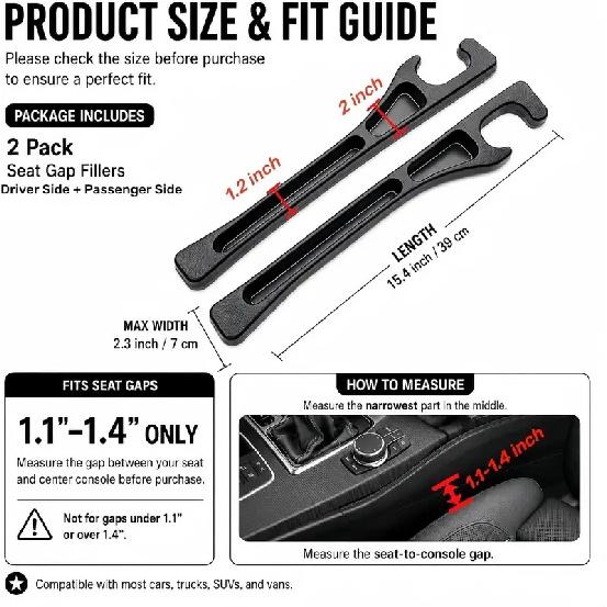 Car Seat Gap Filler Organizer Seat Crevice Storage Holder Auto Seat Side Gap Plug Strip Phone Key Coin Bottle Storage Universal Car Interior