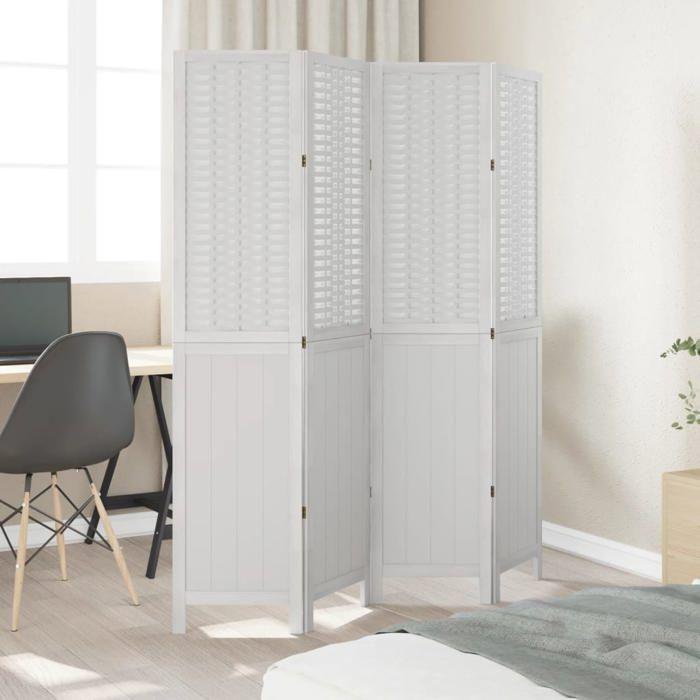 VidaXL Room Divider 4 Panels, Room Separator, Privacy Screen, Living Room Bedroom Screen, White Wood 358722